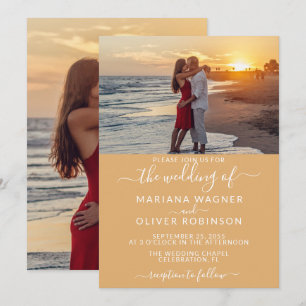 Convites Casamento Amarelo Boho Boho do Script Elegante