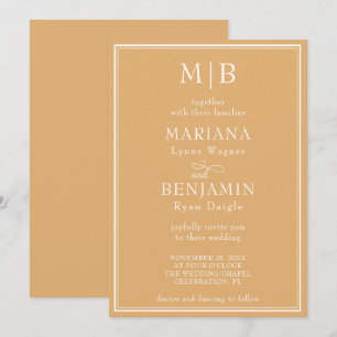 Convites Casamento Amarelo Boho Minimalista Moderno