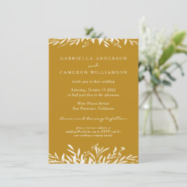Convites Casamento Amarelo-Boho Simples De Mostarda Floral 
