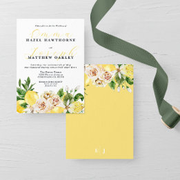 Convites Casamento amarelo-claro-limão-mediterrânico