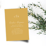Convites Casamento Amarelo com Dureza Floral Mineral Monogr<br><div class="desc">Simples Script Botânico Monograma Convite de Casamento Monograma Minimalista em Amarelo Dusty</div>