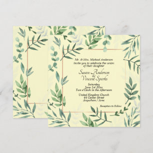 Convites Casamento Amarelo da Flora e Fauna Elegante