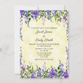 Convites Casamento Amarelo da Lavanda de Aquarela do Pastel