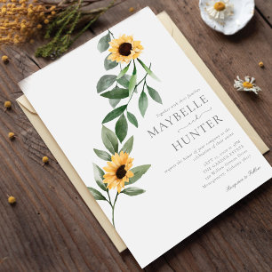 Convites Casamento Amarelo De Girassóis E Flores Selvagens