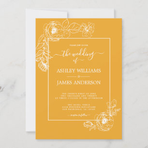Convites Casamento Amarelo de Mellow com Estrutura de Tópi