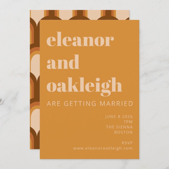 Convites Casamento Amarelo de Ochre Design Bold Ochre, Groo (Frente/Verso)