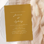 Convites Casamento Amarelo de Ochre Moderno Minimalista<br><div class="desc">Convite De Casamento De Mostarda Amarela Minúscula De Ochre Moderna Minimalista</div>