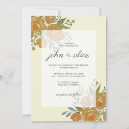 Convites Casamento Amarelo de Peões Laranja e Rosas