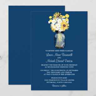 Convites Casamento Amarelo dos Girassóis do Mason Jar Dais