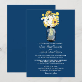 Convites Casamento Amarelo dos Girassóis do Mason Jar Daisi