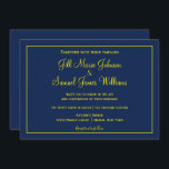 Convites Casamento Amarelo e Azul<br><div class="desc">Este adorável convite de casamento azul e amarelo apresenta um adorável fundo azul com sua informação escrita em amarelo. Um esquema de cores adorável,  compre seus convites de casamento hoje!</div>