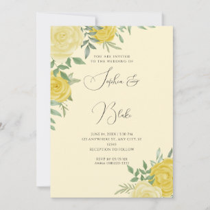 Convites Casamento Amarelo Elegante das Rosas Amarelas Mode