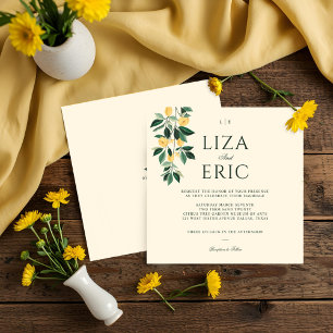 Convites Casamento Amarelo Elegante de Árvore Floral de Fl
