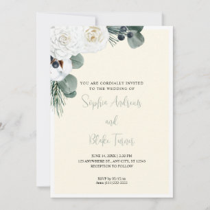 Convites Casamento Amarelo Elegante White Floral e Greenery