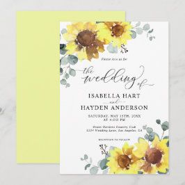Convites Casamento Amarelo Eucalyptus Floral Rustico