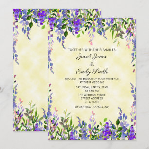 Convites Casamento Amarelo Lavanda Aguarela Pastel Moderna