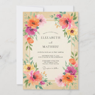 Convites Casamento Amarelo Magenta Papoula