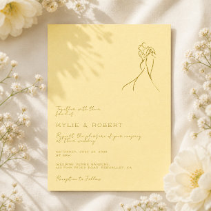 Convites Casamento Amarelo Manteiga Romântico Moderno