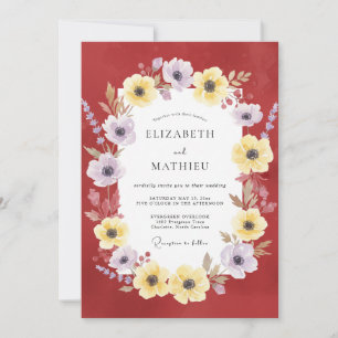 Convites Casamento Amarelo Papoula Carmesim