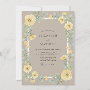 Convites Casamento Amarelo Ranunculus Areia Eucalipto