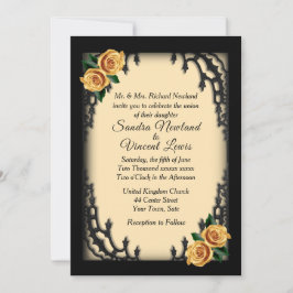 Convites Casamento Amarelo Rosa Amarela Gothic Bairro Franc