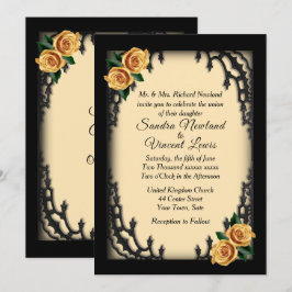 Convites Casamento Amarelo Rosa Amarela Gothic Bairro Franc