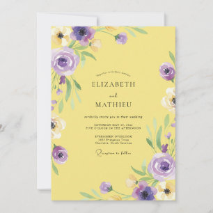 Convites Casamento Amarelo Roxo Ranunculus Eucalipto