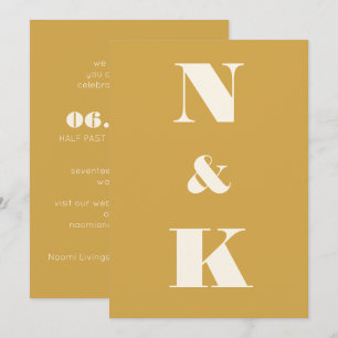 Convites Casamento Amarelo Saffron Saffron Moderno Minimali