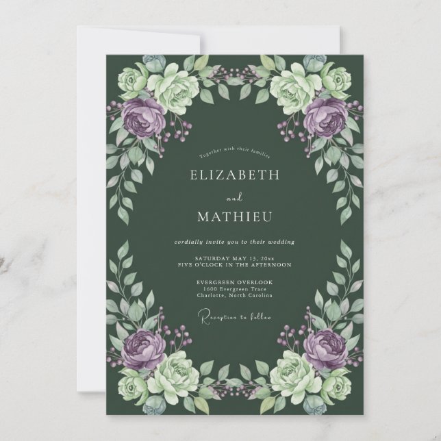 Convites Casamento Ameixa Ágata Ranunculus Eucalipto Poeire (Frente)