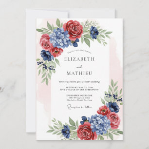 Convites Casamento Americano Azul-Marinho Espirituoso