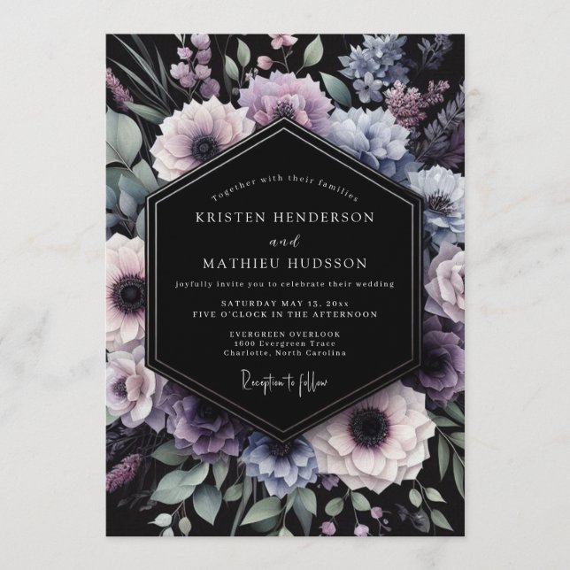Convites Casamento Amethyst Duskbloom (Frente)