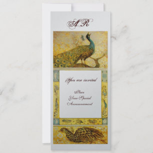 Convites CASAMENTO AMOR PAVÕES MONOGRAMA marrom prata amare