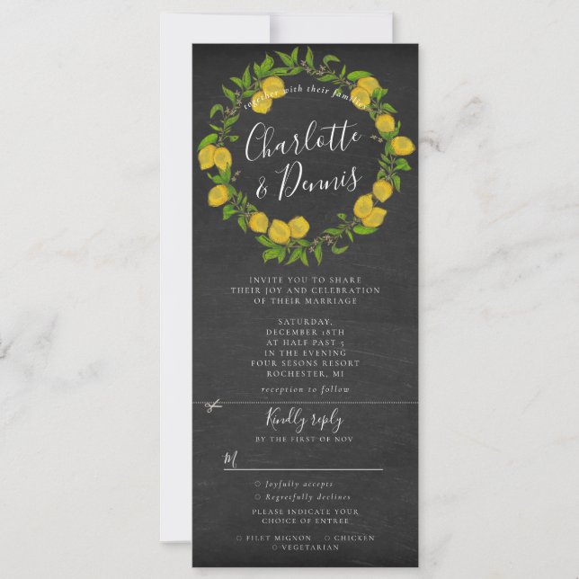 Convites Casamento anexado com Lema de Quadro Chalkboard (Frente)
