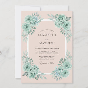 Convites Casamento Angelical de Primavera em Verde Hortelã