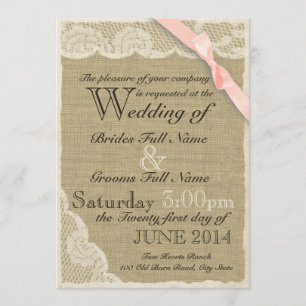 Convites Casamento Anterior de Lace Country Blush