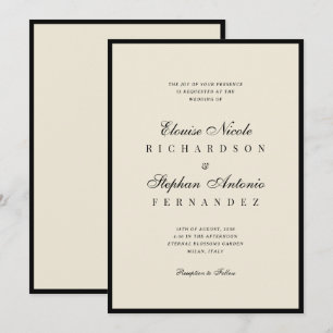Convites Casamento Antigo com Marfim e Preto