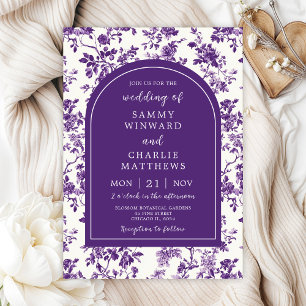 Convites Casamento Antigo em Estilo Chinoiserie Roxo