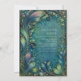 Convites Casamento Antigo Folhagem Giratória Art Nouveau
