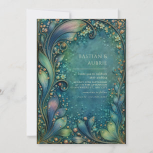 Convites Casamento Antigo Folhagem Giratória Art Nouveau