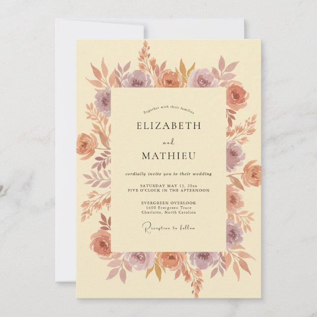 Convites Casamento Antigo Pintado com Peaches Suaves (Frente)