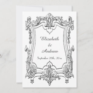 Convites Casamento Antigo Rolo Francês Duplo Lado