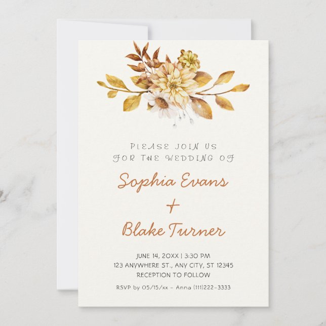 Convites Casamento Antigo Rústico Floral Branco Creme Suave (Frente)