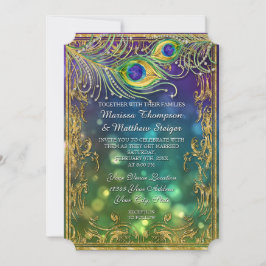 Convites Casamento Antiquado de Paquock com Penas de Penas