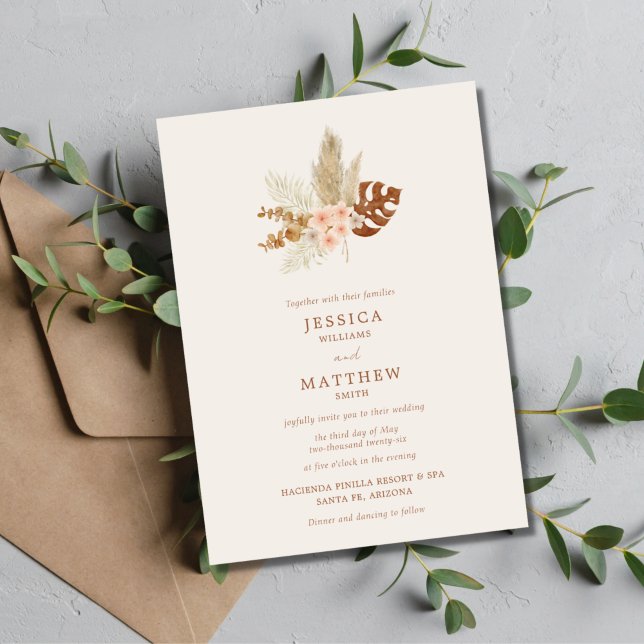 Convites Casamento ao Ar Livre Boho Outono Flores Rústico (Criador carregado)