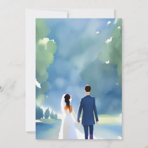 Convites Casamento ao ar livre Bonito Noiva de Aquarela e G