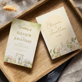 Convites Casamento ao Ar Livre com Aquarela Floral em Verde