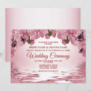Convites Casamento ao Ar Livre com Borboleta e Floral Rosa