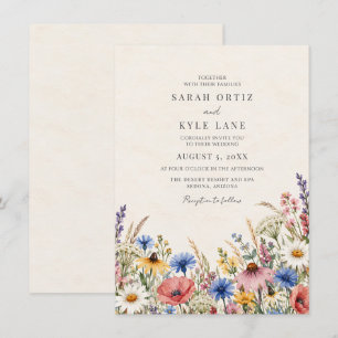 Convites Casamento ao Ar Livre com Flores Silvestres Minima