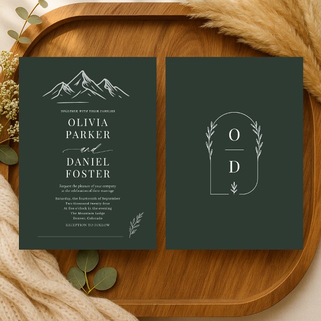 Convites Casamento ao Ar Livre em Montanhas Rústicas com Fl (Criador carregado)