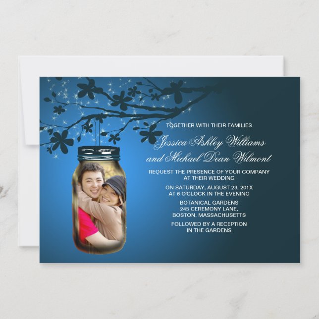 Convites Casamento ao ar livre Mason Jar Evening (Frente)
